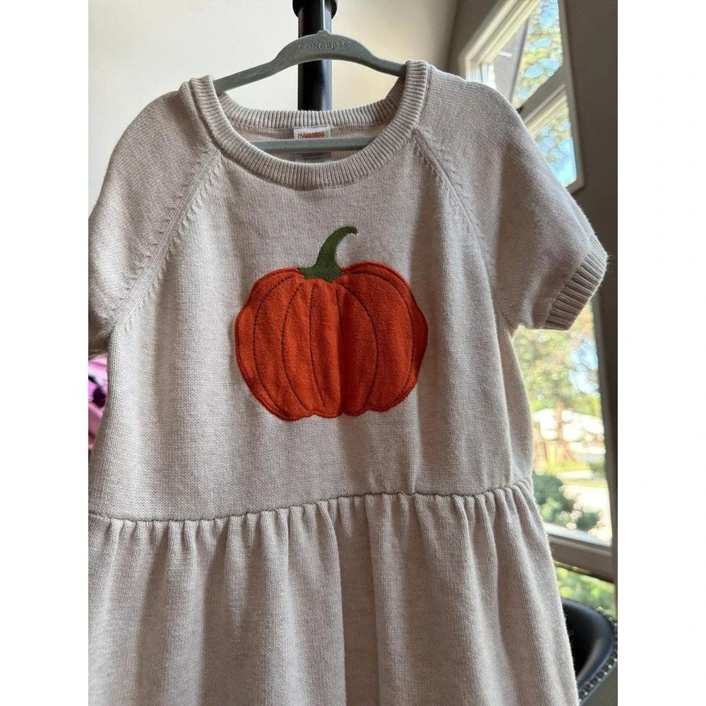 Gymboree pumpkin embroidered sweater dress intarsia fairisle pumpkins girls 8